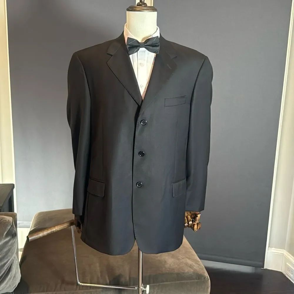 Men’s Giorgio Valentini Super 140’s Black Suit Jacket 100% Wool Size 44